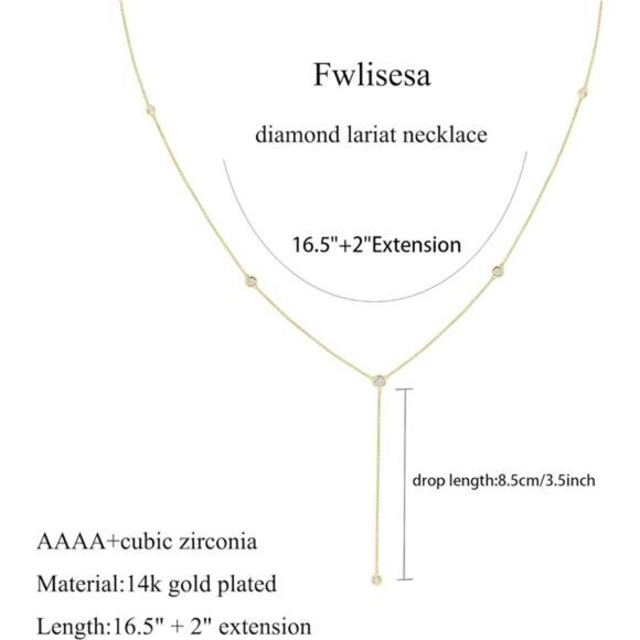 Gold Necklace for Women, Dainty Gold Long Necklaces 14k Gold Plated - Picture 4 of 7